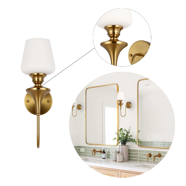 White & Gold Wall Light - Single, Double, or Triple
