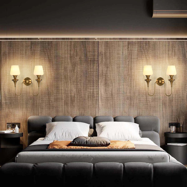 White & Gold Wall Light - Single, Double, or Triple