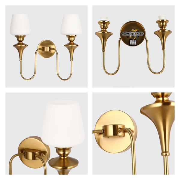 White & Gold Wall Light - Single, Double, or Triple