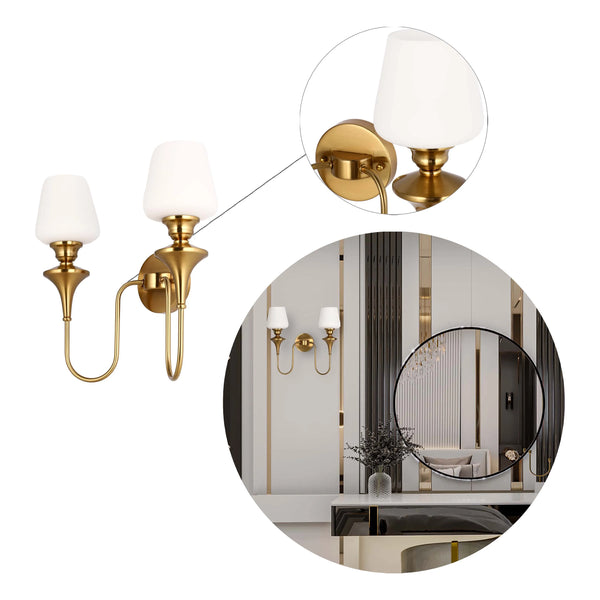White & Gold Wall Light - Single, Double, or Triple