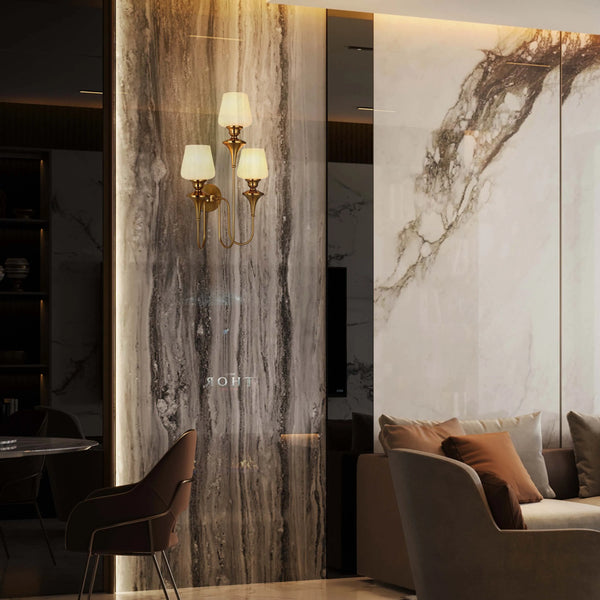 White & Gold Wall Light - Single, Double, or Triple