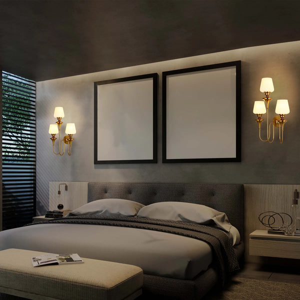 White & Gold Wall Light - Single, Double, or Triple