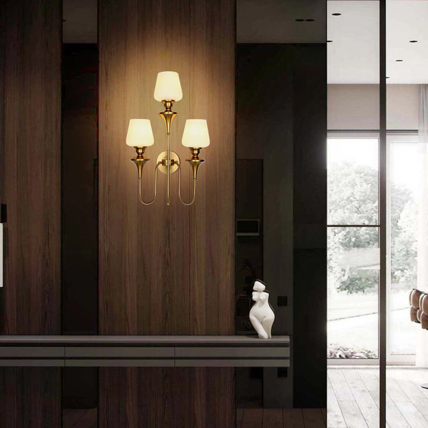 White & Gold Wall Light - Single, Double, or Triple