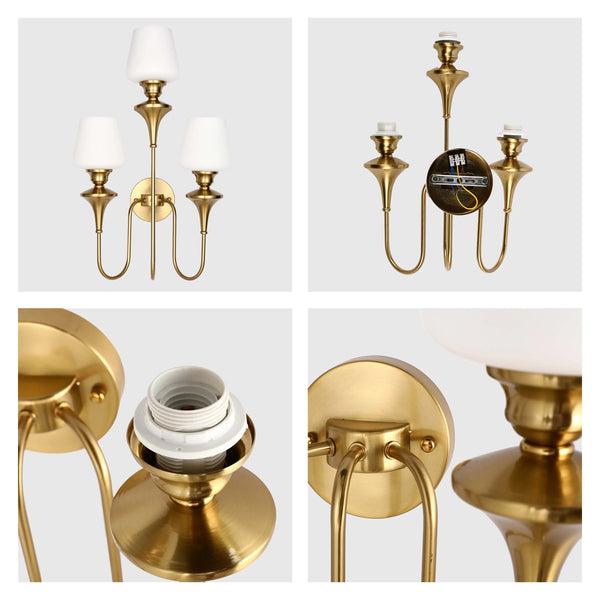 White & Gold Wall Light - Single, Double, or Triple