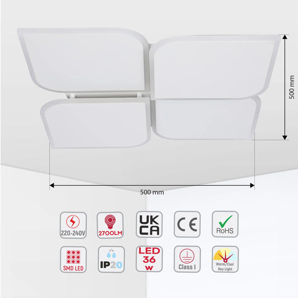 White LED Flush Mount Ceiling Light (Flower, Moon & Stars Designs)