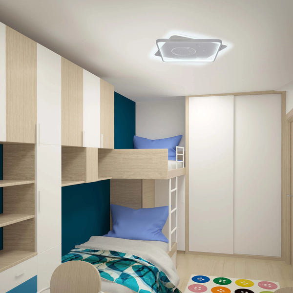 White LED Flush Mount Ceiling Light (Flower, Moon & Stars Designs)