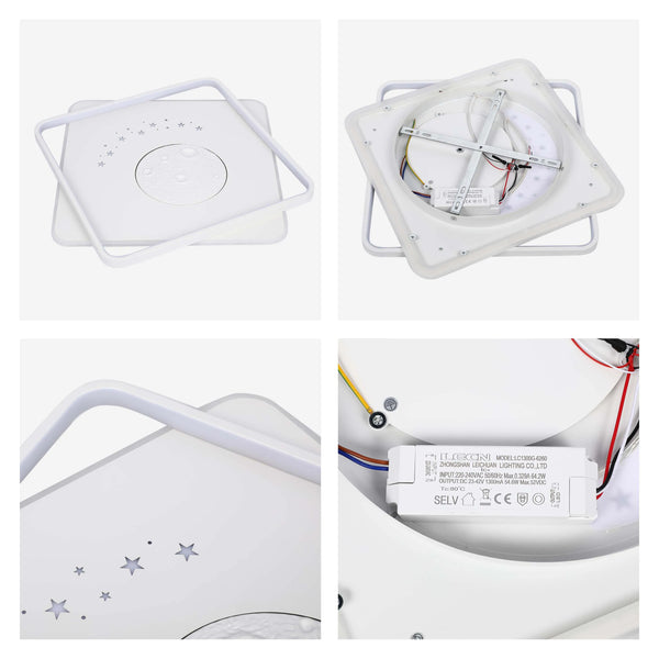 White LED Flush Mount Ceiling Light (Flower, Moon & Stars Designs)