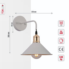 Metal Funnel Suspended Wall Light E27 Fitting