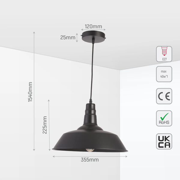 Step Industrial Caged Metal Ceiling Pendant Light E27 Fitting