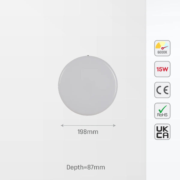 White Plastic Bulkhead LED Outdoor Wall Light 15W Cool Daylight