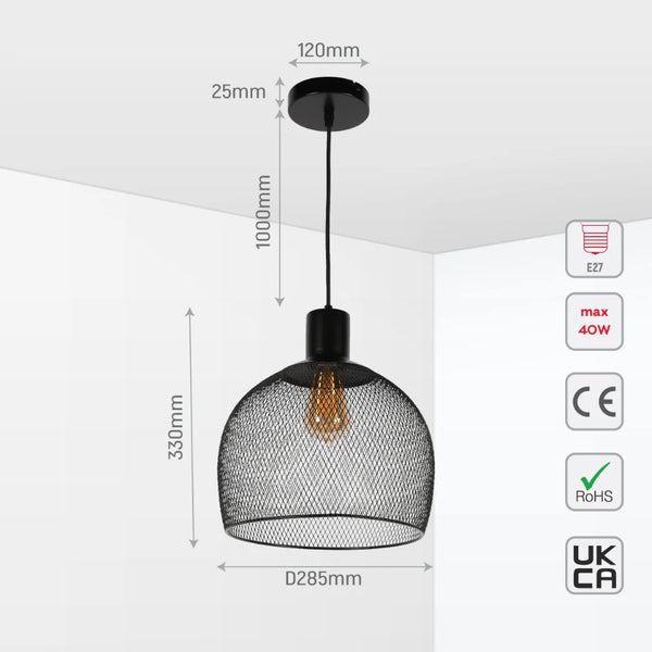 Wire Mesh Industrial Dome Pendant Ceiling Light E27