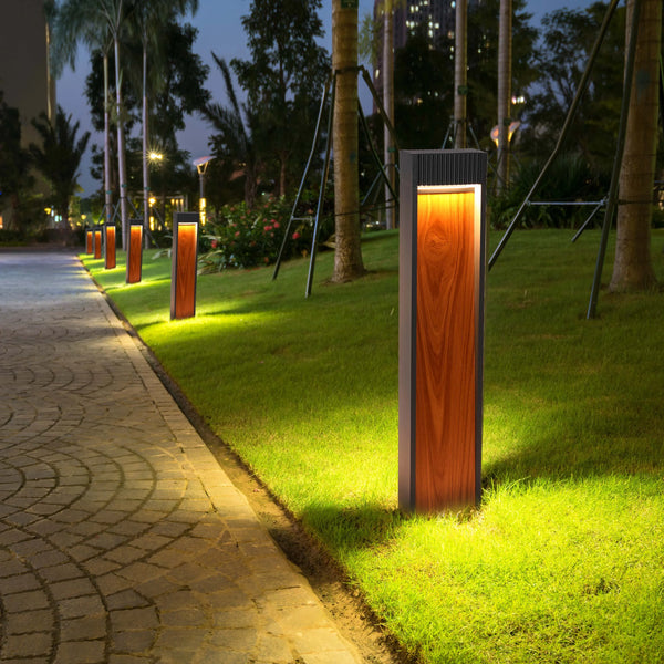 Wood-effect Outdoor Bollard Light