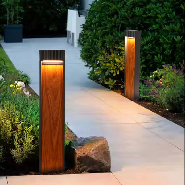 Wood-effect Outdoor Bollard Light