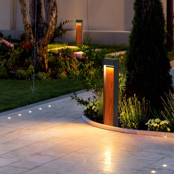 Wood-effect Outdoor Bollard Light