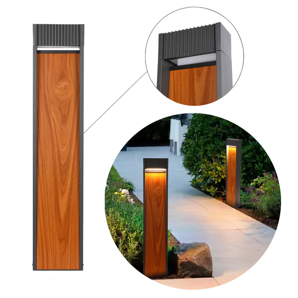 Wood-effect Outdoor Bollard Light