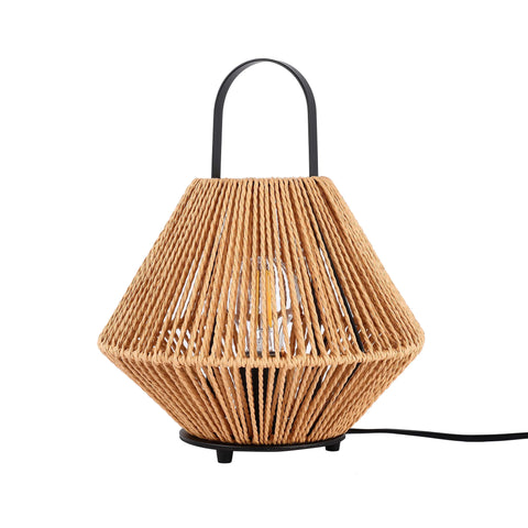 Woven Rattan Table Lamp – Diamond Shade, E27 Bulb, Dimmable, 310mm Height