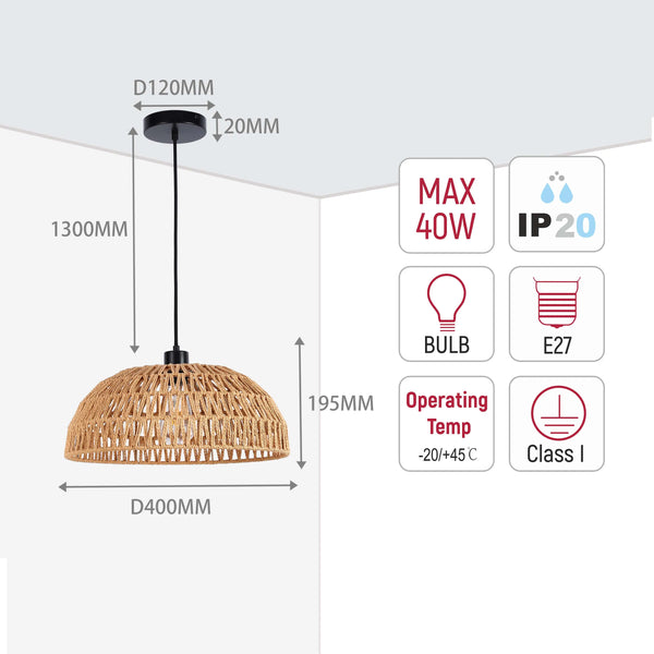 Woven Pendant Light Collection - Rope, Bamboo and Wood
