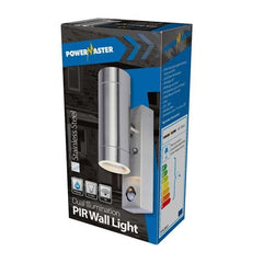 S8163 Powermaster IP44 Outdoor Twin PIR Light - Stainless Steel