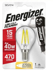 6 x S9033 Energizer Golf LED Filament Golf E14 (SES) 470lm 4W 2,700K (Warm White), Blister of 1