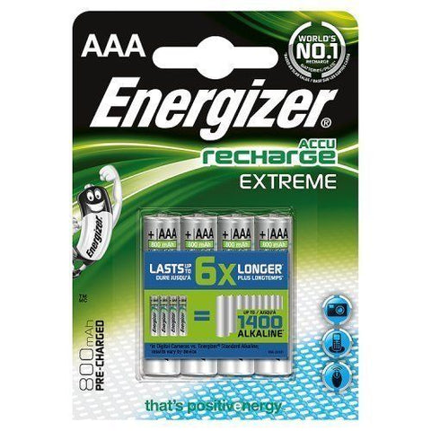 4 x Energizer AAA EXTREME Rechargeable Batteries 800 mAh Pre Charged NiMH LR03 - Electrobright Ltd