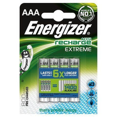 4 x Energizer AAA EXTREME Rechargeable Batteries 800 mAh Pre Charged NiMH LR03