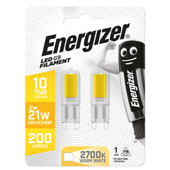S13013 ENERGIZER FILAMENT LED G9 210LM 2W 3,000K (WARM WHITE), PACK OF 2