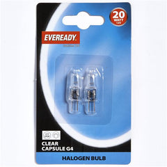S808 EVEREADY HALOGEN G4 20W 12V CLEAR CAPSULE, PACK OF 2 Dimmable Light Bulbs