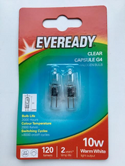 Eveready G4 10w Halogen bulbs Twin Pack Dimmable Light bulbs