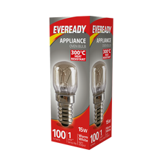 50 x S1020 EVEREADY OVEN BULB LAMP 300C HEAT RESISTANT 15W 220-240V E14 (SES)
